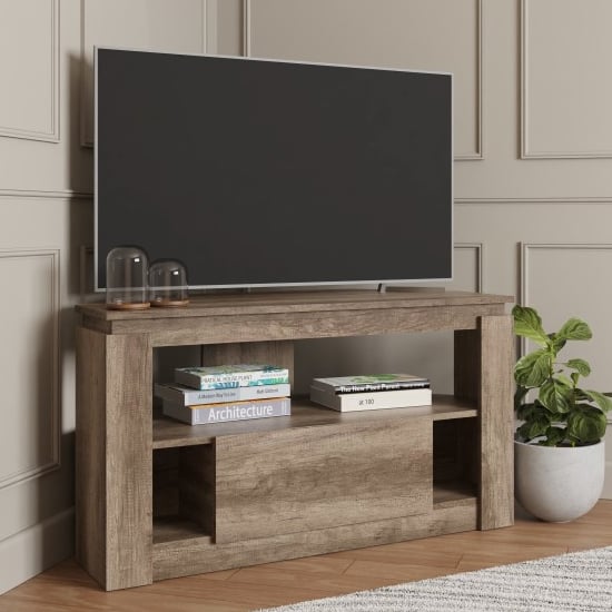 camerton wooden tv stand corner with 1 drawer in oak