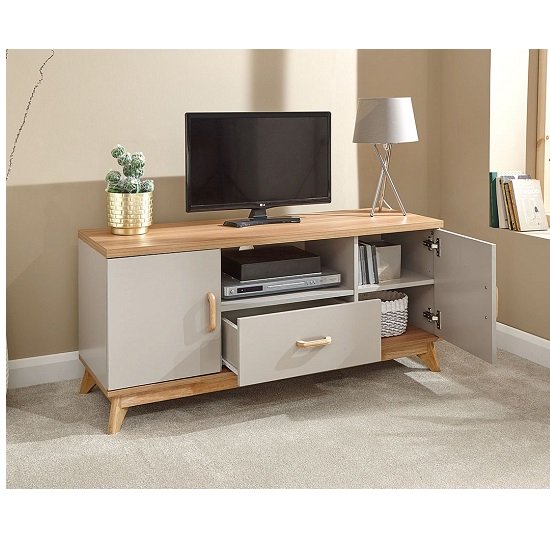 Camlian Large Wooden TV Stand In Grey Furniture in Fashion