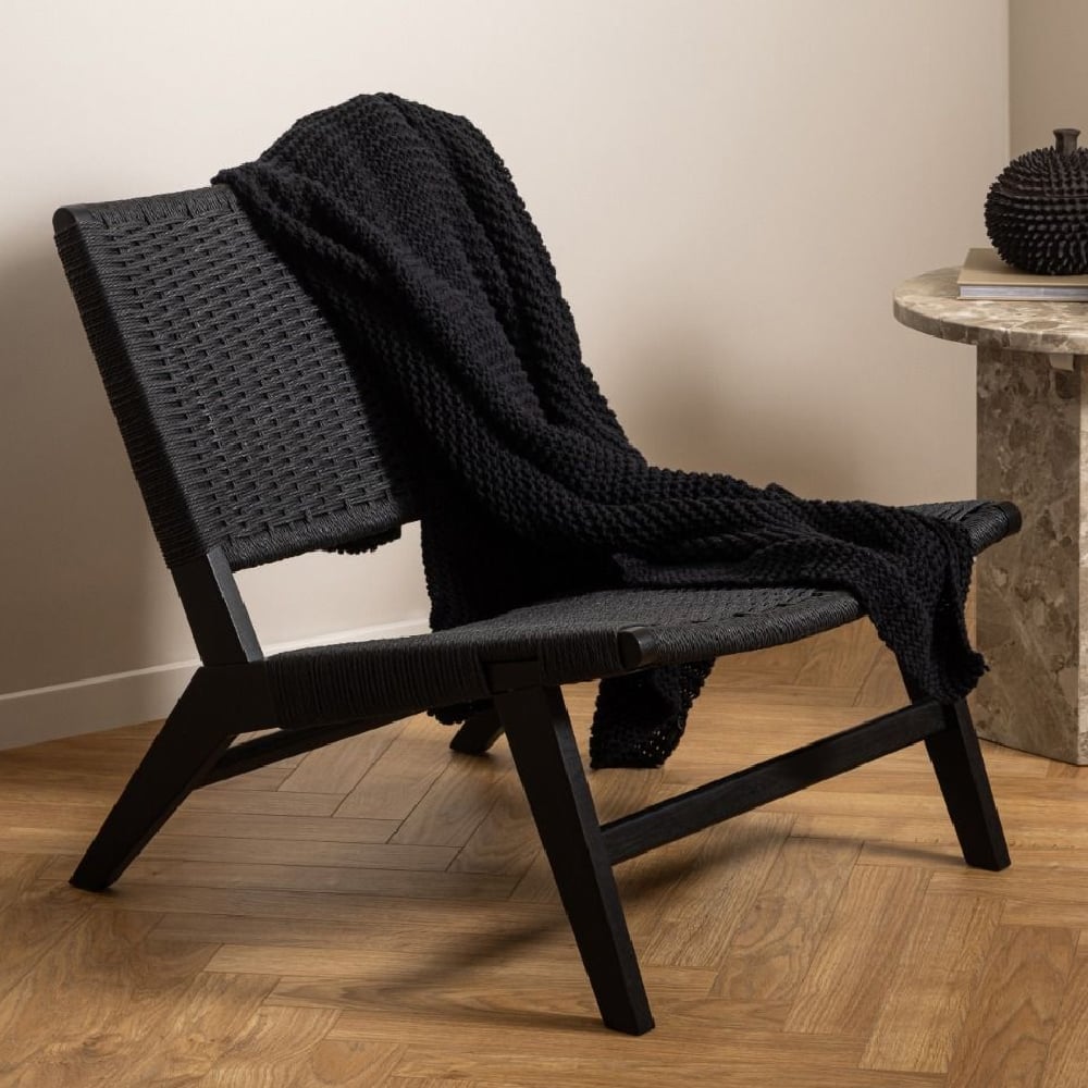 campbell wooden lounge chair in black