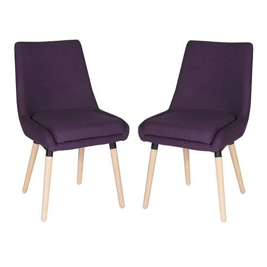 Read more about Canasta fabric reception chair in plum with wood legs in pair