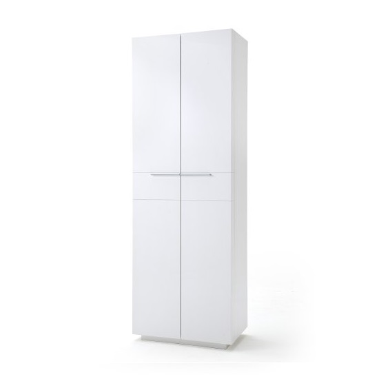 Read more about Canberra hallway wardrobe in white high gloss and glass front