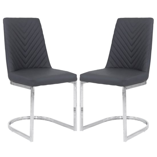 Photo of Canby grey faux leather dining chairs in pair