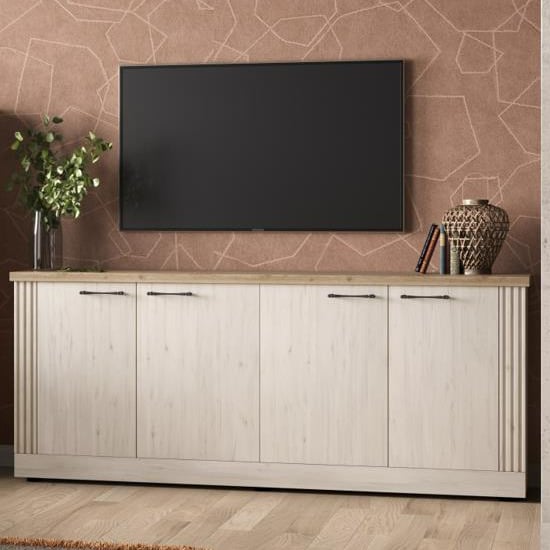 cancun wooden sideboard with 4 doors in meringue oak