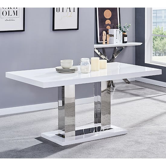 Product photograph of Candice High Gloss Dining Table In White from Furniture in Fashion
