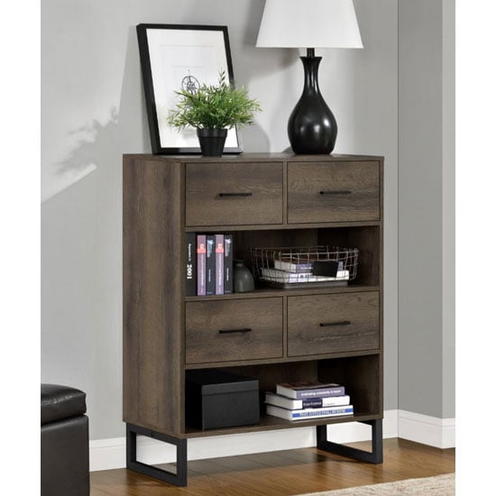 Product photograph of Culham Wooden Short Bookcase In Brown from Furniture in Fashion