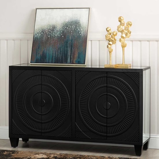 Photo of Canfield mirrored sideboard with 4 doors in black