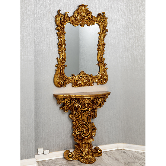 Read more about Cannan french ornate console table with wall mirror in gold