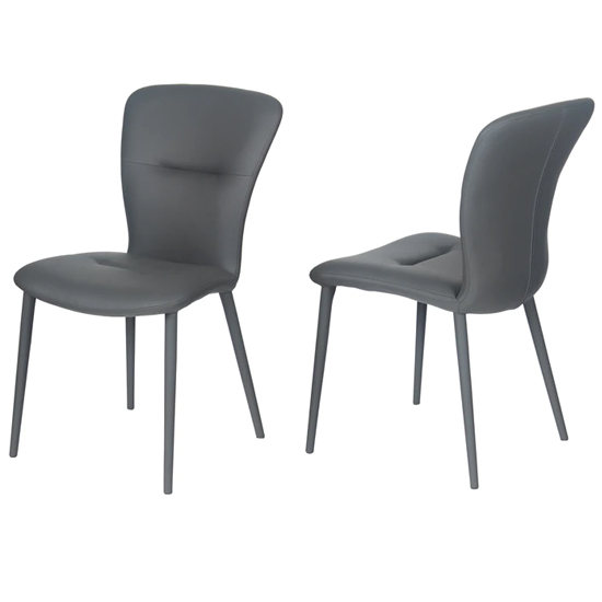 Product photograph of Canoas Grey Faux Leather Dining Chairs In Pair from Furniture in Fashion