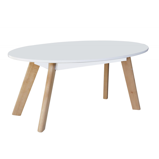 Product photograph of Benecia Wooden Oval Coffee Table In White from Furniture in Fashion