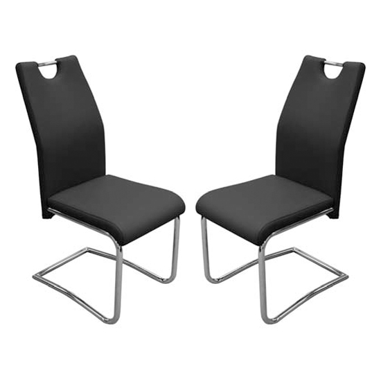 Product photograph of Capella Black Faux Leather Dining Chair In Pair from Furniture in Fashion
