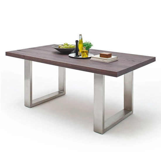 Product photograph of Capello 180cm Weathered Oak Dining Table Stainless Steel Legs from Furniture in Fashion