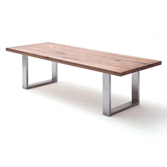 Photo of Capello 220cm bassano oak dining table stainless steel legs