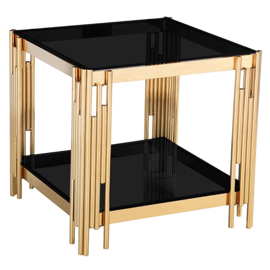 Read more about Cappy black glass lamp table with gold metal frame