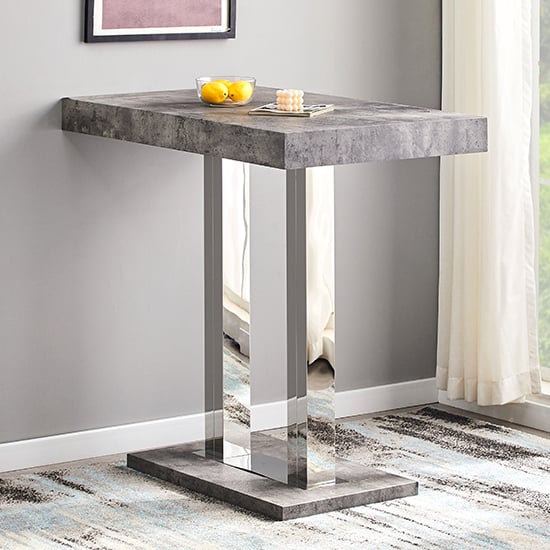 Product photograph of Caprice Rectangular Wooden Bar Table In Concrete Effect from Furniture in Fashion