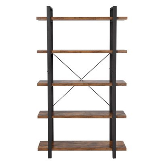 Cardwell Wooden 5 Tier Stable Bookcase in Rustic Brown | FiF