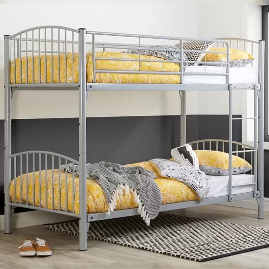 Product photograph of Carfu Metal Single Bunk Bed In Silver from Furniture in Fashion