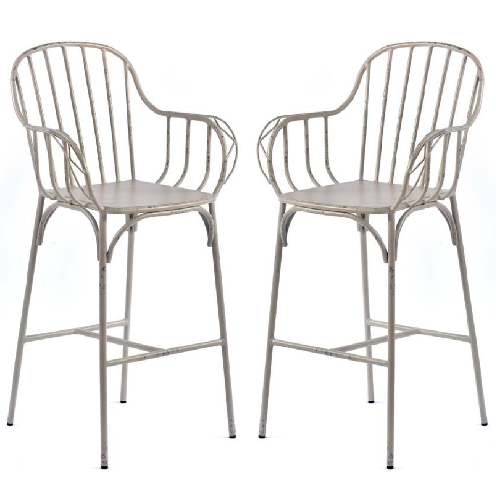 Read more about Carla vintage white aluminium outdoor bar chairs in pair