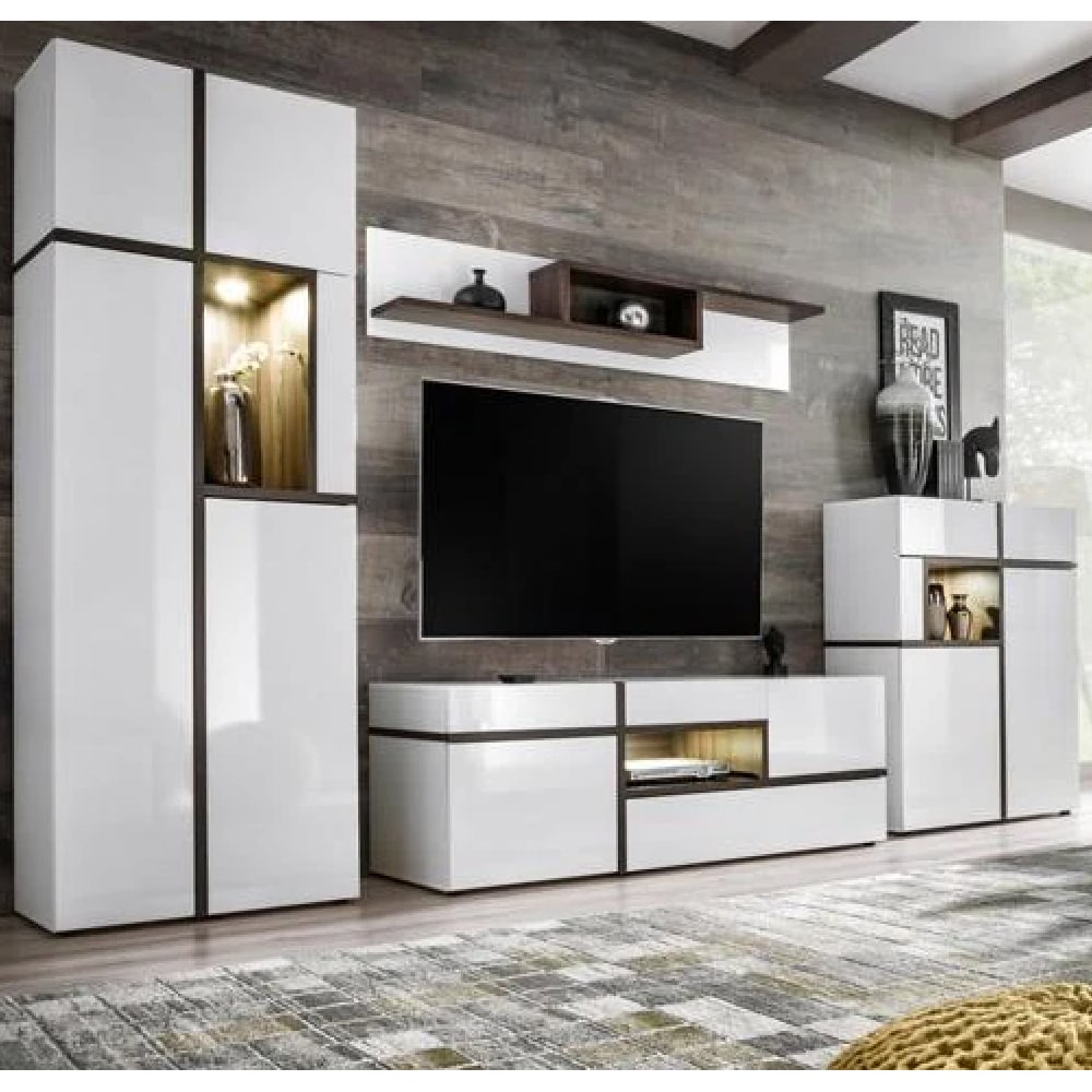 Read more about Carlisle high gloss living room furniture set in white with led