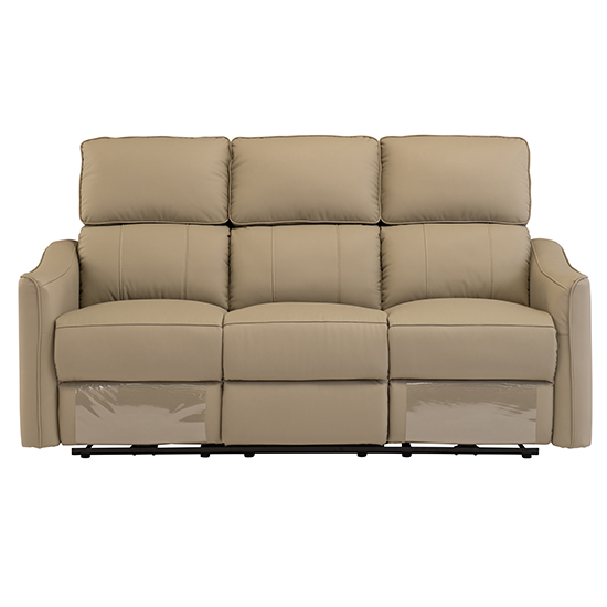 Product photograph of Carlton Faux Leather Electric Recliner 3 Seater Sofa In Taupe from Furniture in Fashion