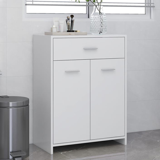 Product photograph of Carlton Wooden Bathroom Cabinet With 2 Doors 1 Drawer In White from Furniture in Fashion