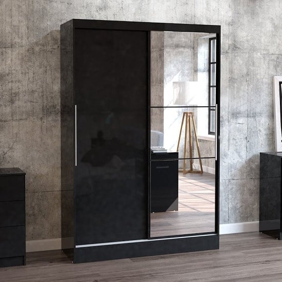 Read more about Carola mirrored sliding wardrobe in black high gloss