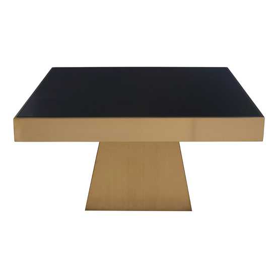 Read more about Carolex square black glass coffee table with gold steel base