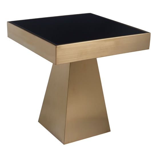 Product photograph of Carolex Square Black Glass Side Table With Gold Steel Base from Furniture in Fashion