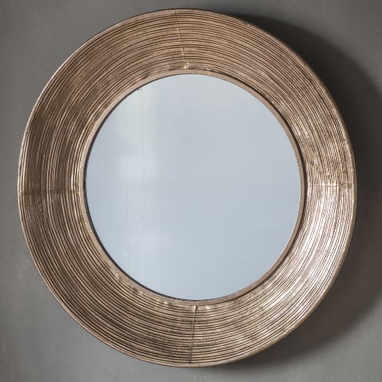 Photo of Caroline round wall bedroom mirror in gold frame