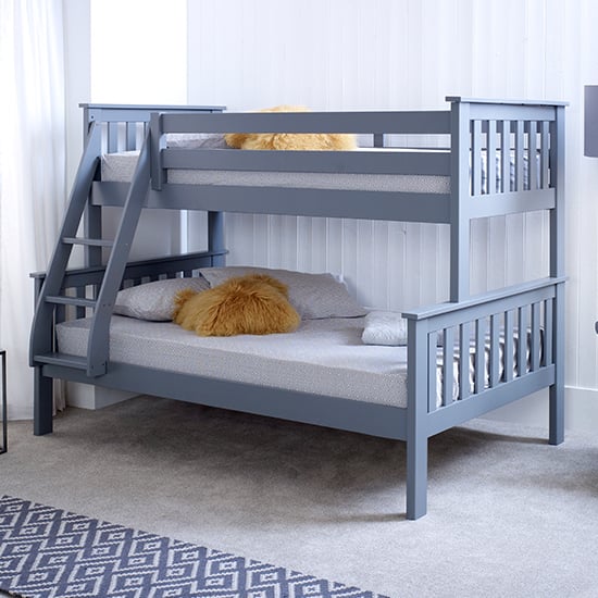 Product photograph of Carra Wooden Triple Bunk Bed In Grey from Furniture in Fashion