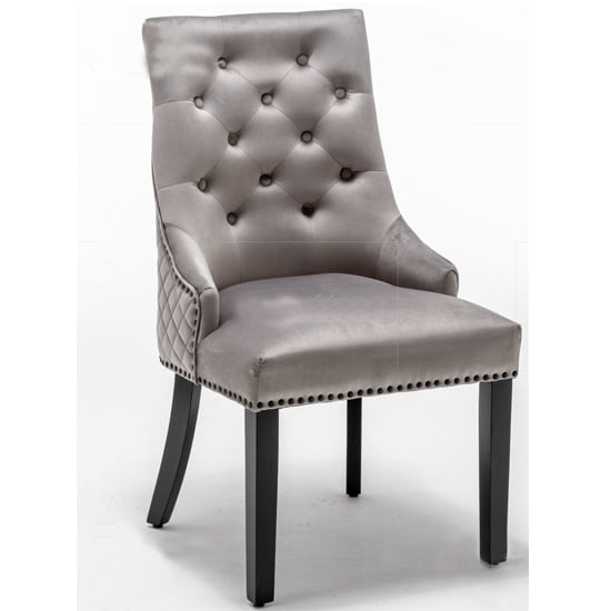 Product photograph of Carrboro Round Knocker Velvet Dining Chair In Light Grey from Furniture in Fashion