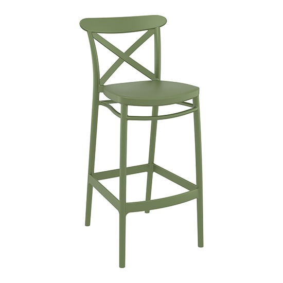 Photo of Carson polypropylene and glass fiber bar chair in olive green