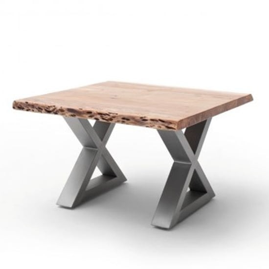 Product photograph of Cartagena Coffee Table In Natural With Brushed Steel X Legs from Furniture in Fashion
