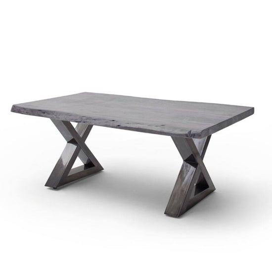 Product photograph of Cartagena Large X-shape Coffee Table In Grey With Antique Legs from Furniture in Fashion