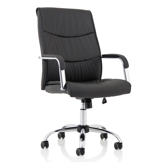 Product photograph of Carter Leather Luxury Office Chair In Black With Arms from Furniture in Fashion
