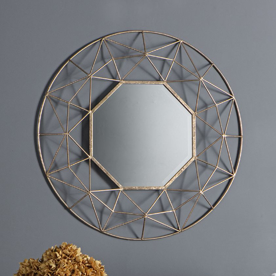 Product photograph of Carthage Round Metallic Wall Mirror In Gold from Furniture in Fashion