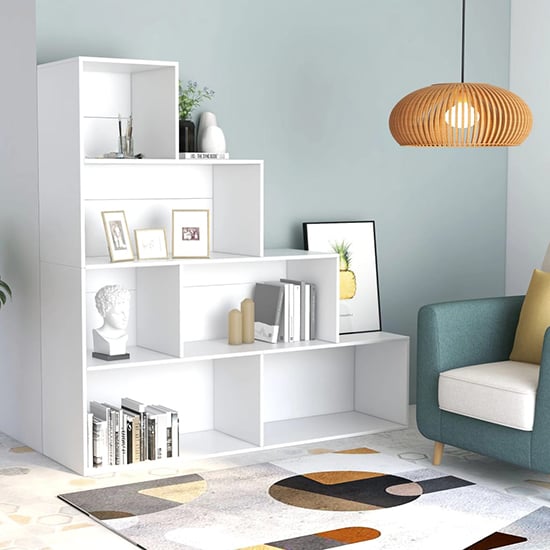 Read more about Carus wooden bookcase with 6 shelves in white