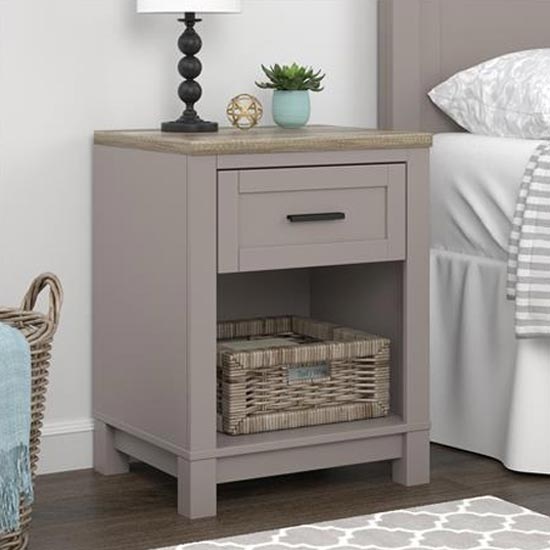 Carver Bedside Cabinet In Grey And Weathered Oak | Furniture in Fashion