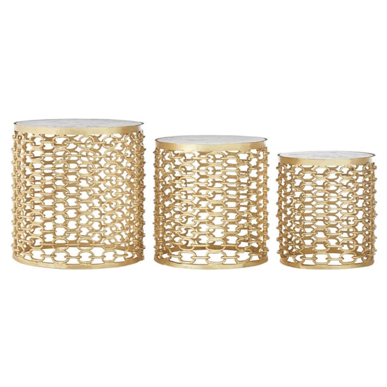 Read more about Casa marble set of 3 side tables with gold aluminum frame