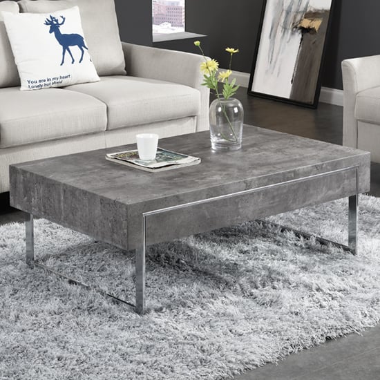 Read more about Casa wooden coffee table with 1 drawer in concrete effect