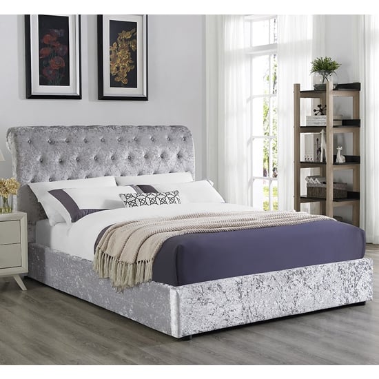 Casablanca Crushed Velvet Storage King Size Bed In Grey | FiF