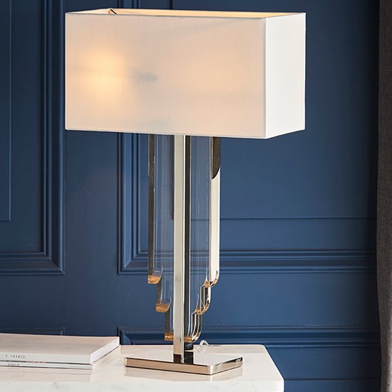 Read more about Cascade white fabric shade table lamp in clear crystal
