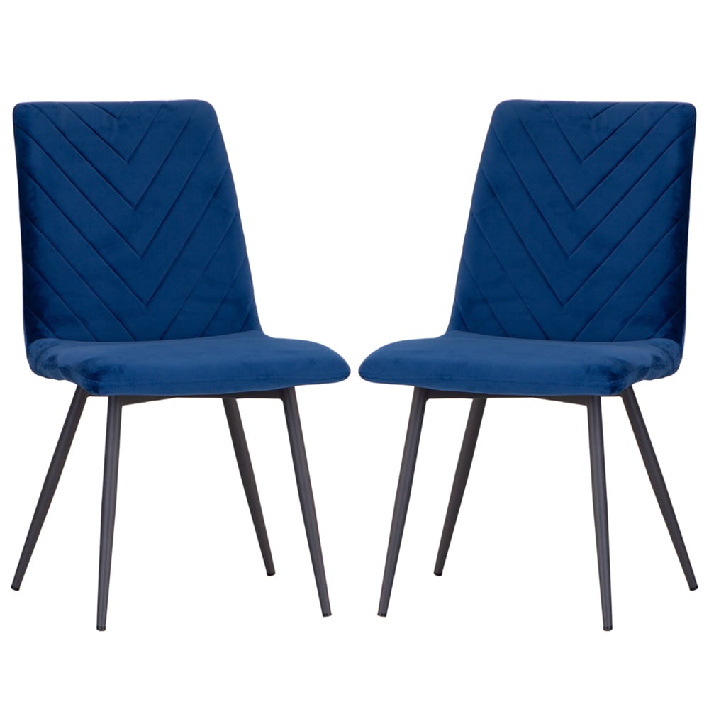 Product photograph of Casey Blue Velvet Dining Chairs With Metal Legs In Pair from Furniture in Fashion