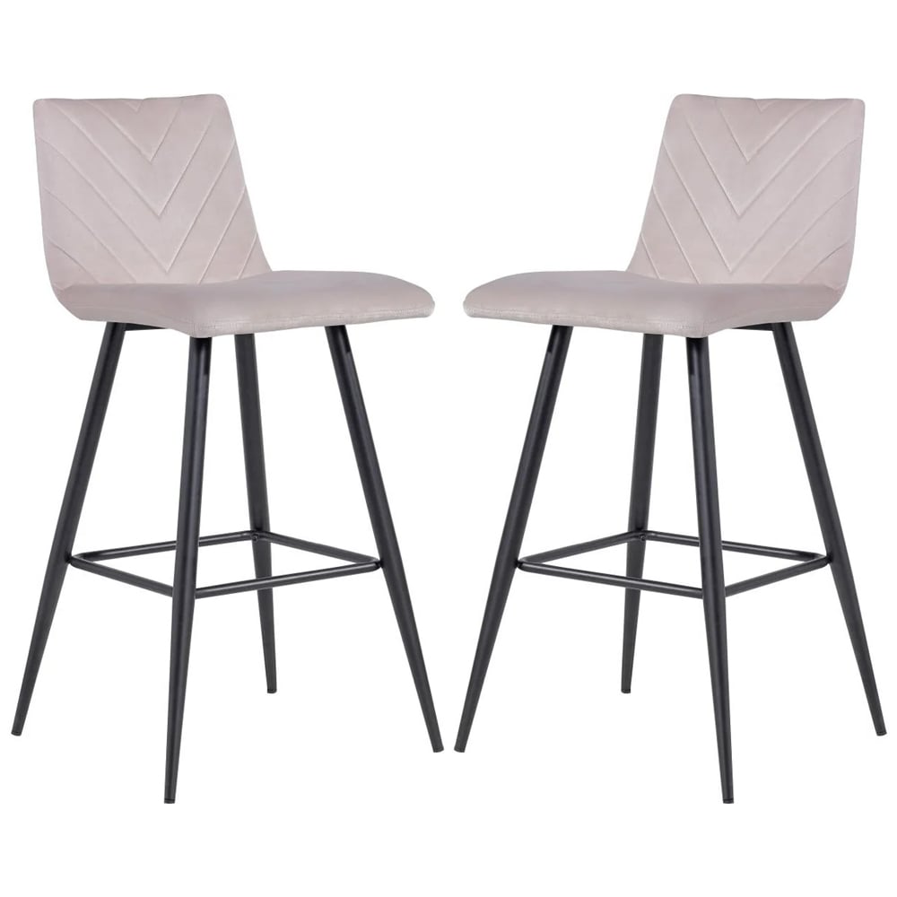 Product photograph of Casey Taupe Velvet Bar Stools With Metal Legs In Pair from Furniture in Fashion