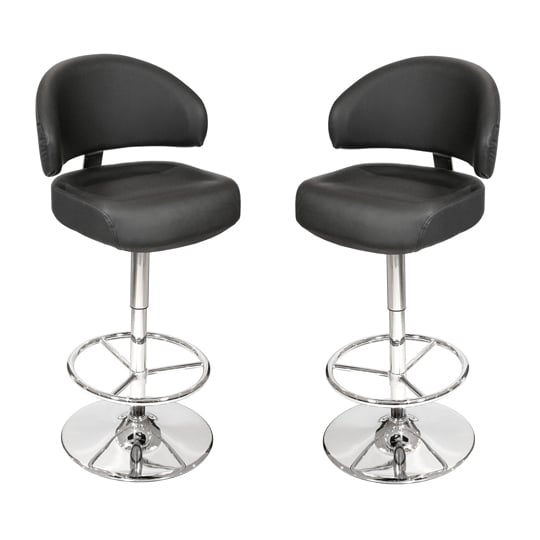 Photo of Casino black leather bar stool in pair