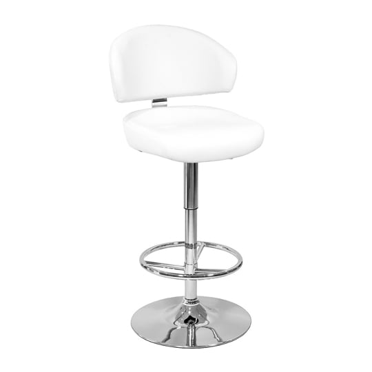 Product photograph of Casino White Leather Bar Stool With Chrome Base from Furniture in Fashion