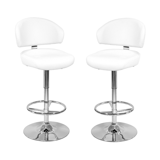 Product photograph of Casino White Leather Bar Stool In Pair from Furniture in Fashion