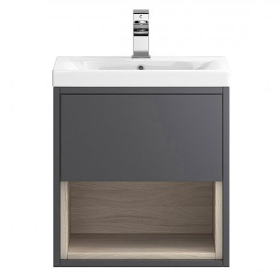 Read more about Casita 50cm wall vanity with thin edged basin in gloss grey