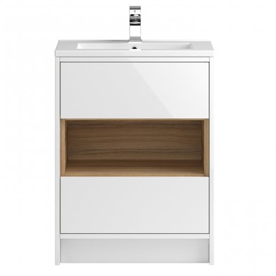 Product photograph of Casita 60cm Floor Vanity With Mid Edged Basin In Gloss White from Furniture in Fashion