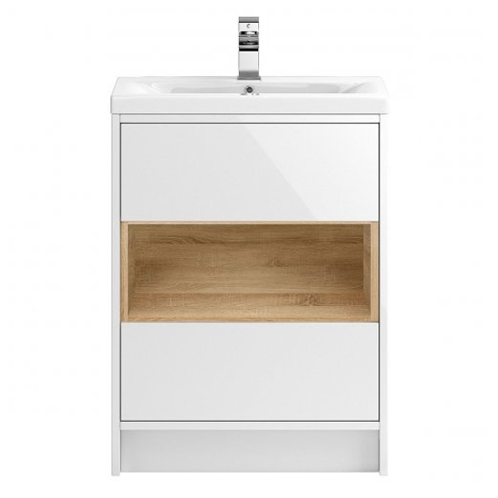 Product photograph of Casita 60cm Floor Vanity With Thin Edged Basin In Gloss White from Furniture in Fashion