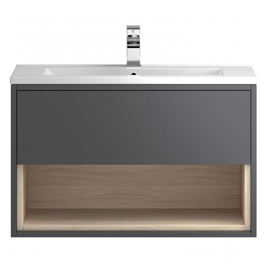 Product photograph of Casita 80cm Wall Vanity With Minimalist Basin In Gloss Grey from Furniture in Fashion
